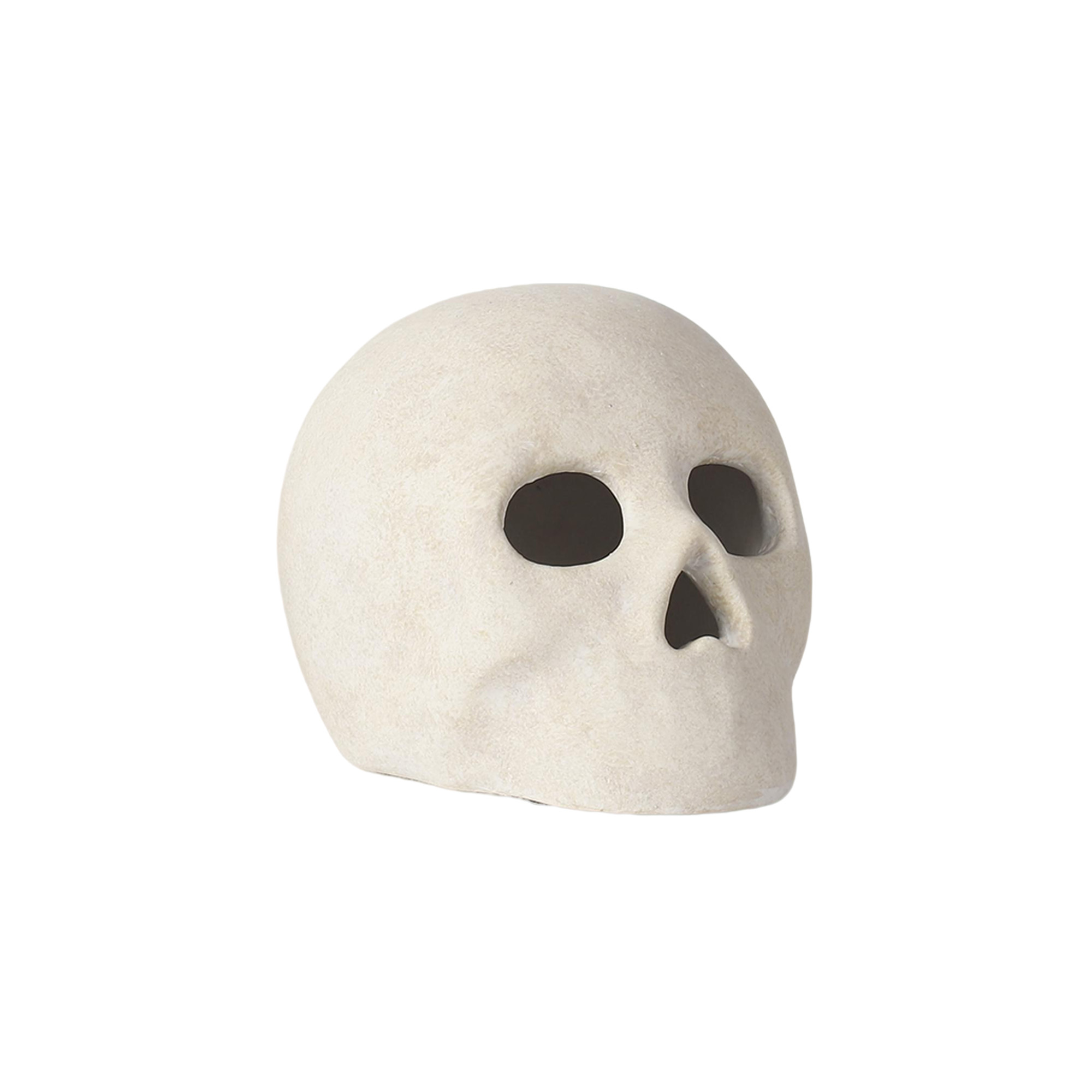 HALLOWEEN CEMENT SKULL 7"X6" CREAM