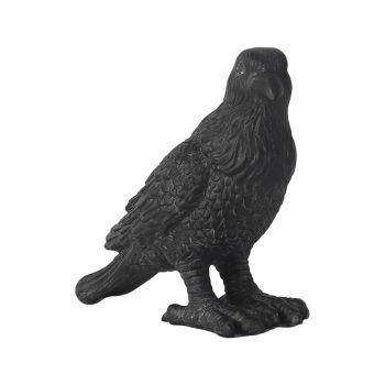 HALLOWEEN CROW 7"X7" BLACK POLYRESIN