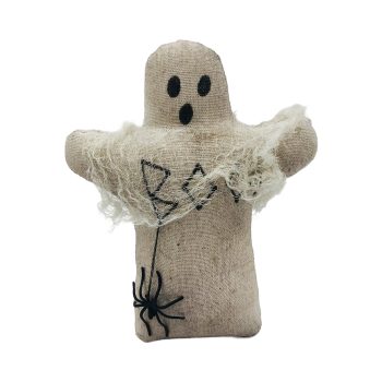 GHOST STANDING 6"X7" BLACK/WHITE FABRIC WITH BOO