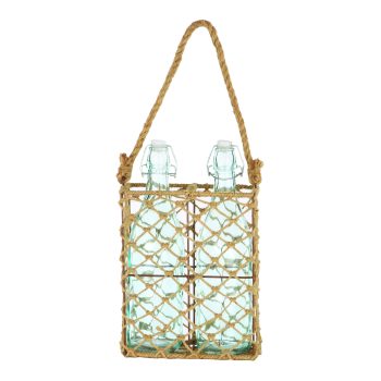 JUTE BASKET WITH 2 GLASS BOTTLES
