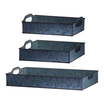 GALVANIZED METAL TRAYS 3 PC