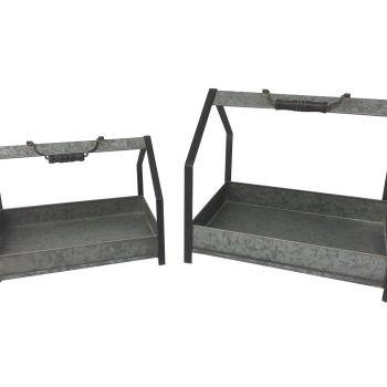 METAL PLANT STANDS WITH HANDLE - SET OF 2