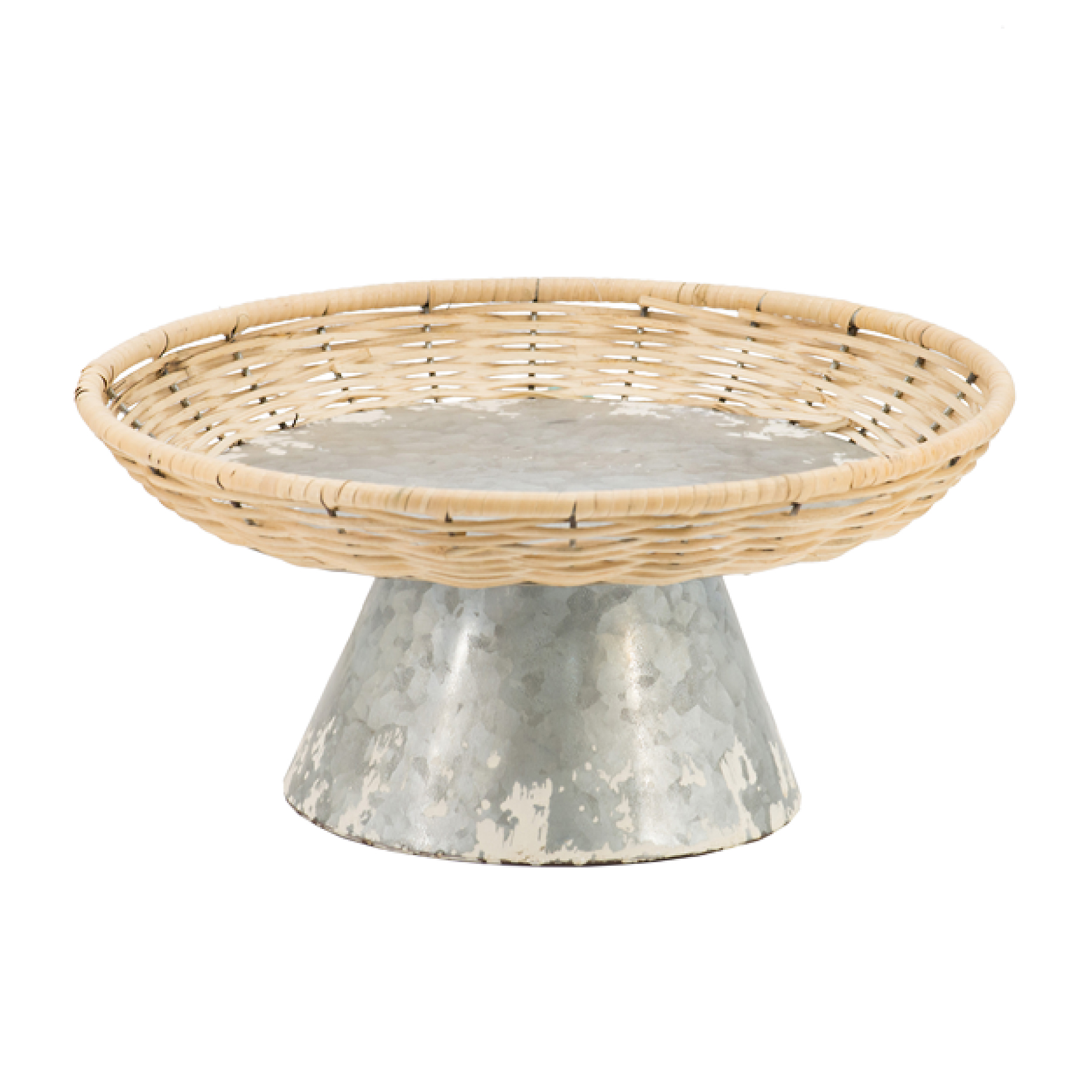 IRON AND BAMBOO PEDESTAL TRAY