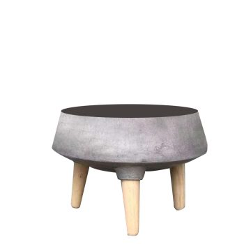 CEMENT PLANTER WITH WOOD LEGS 13.75"W"