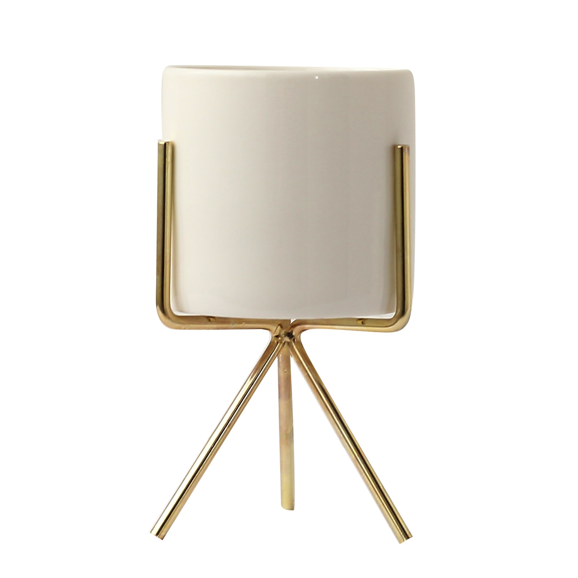 CERAMIC POT WITH BRONZE BASE 5.75"