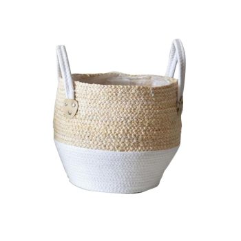 WOVEN BASKET WITH PLASTIC LINER