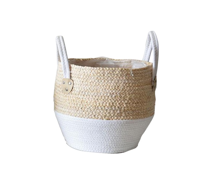 WOVEN BASKET WITH PLASTIC LINER