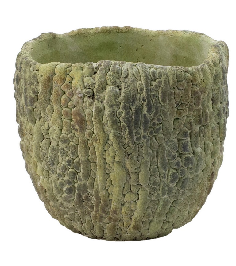 CEMENT PLANTER, BITTER GOURD PATTERN 6"H
