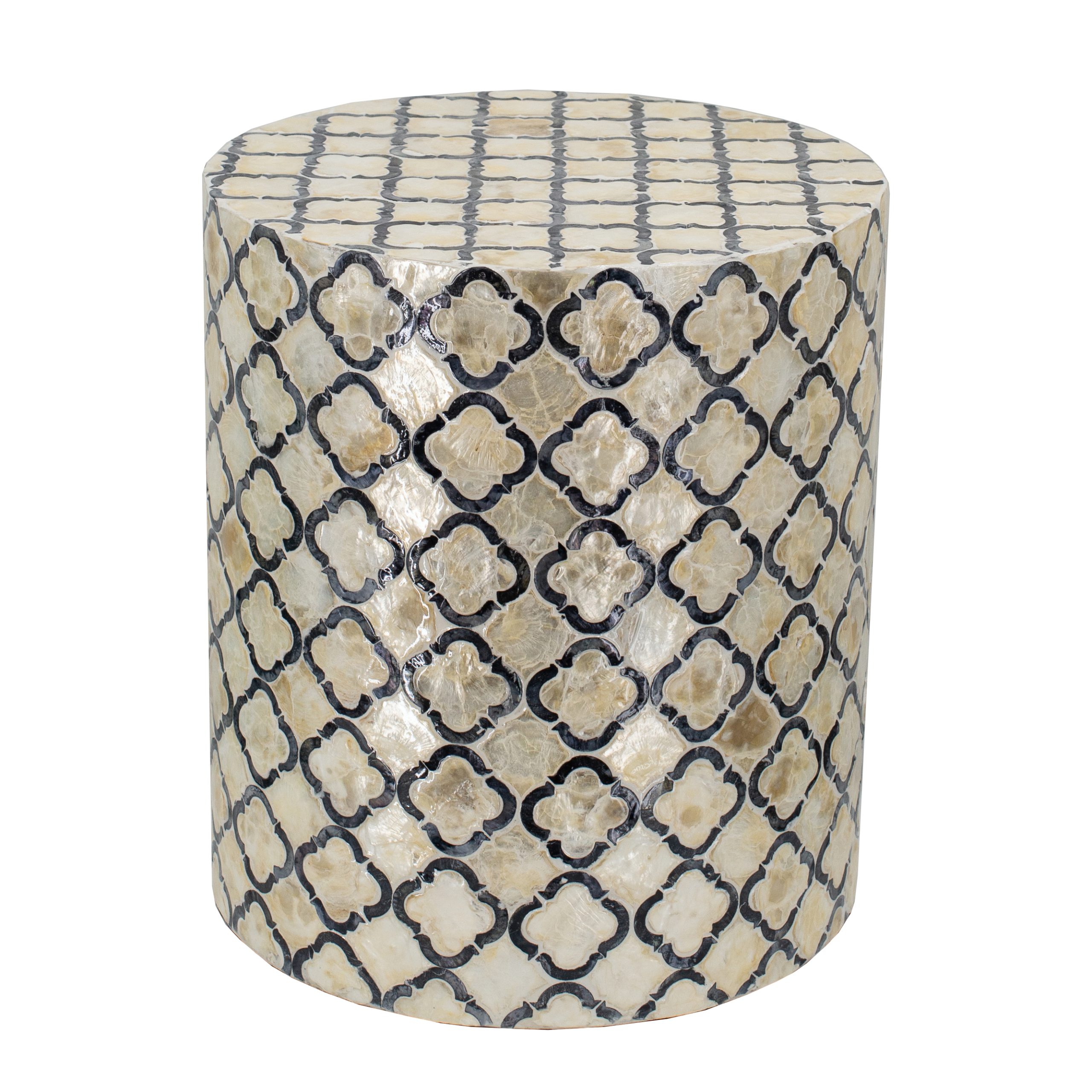 CAPIZ ACCENT STOOL DIAMOND PATTERN 16" - INDOOR USE
