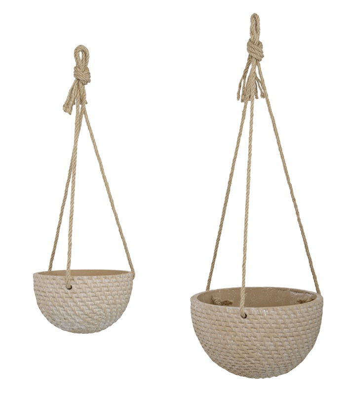 CEMENT HANGING PLANTER- SET OF 2