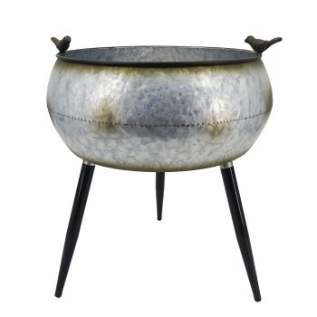 METAL PLANTER STAND WITH BIRD ACCENTS