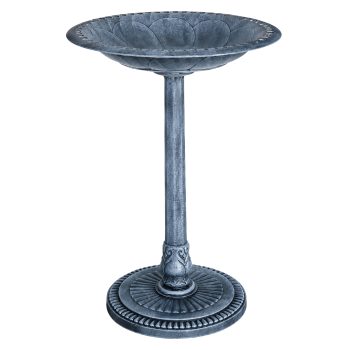 BIRD BATH SCALLOPED PETAL 27.5" - STONE FINISH