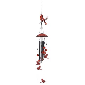 CARDINAL METAL WIND CHIME WITH BELLS 40"H