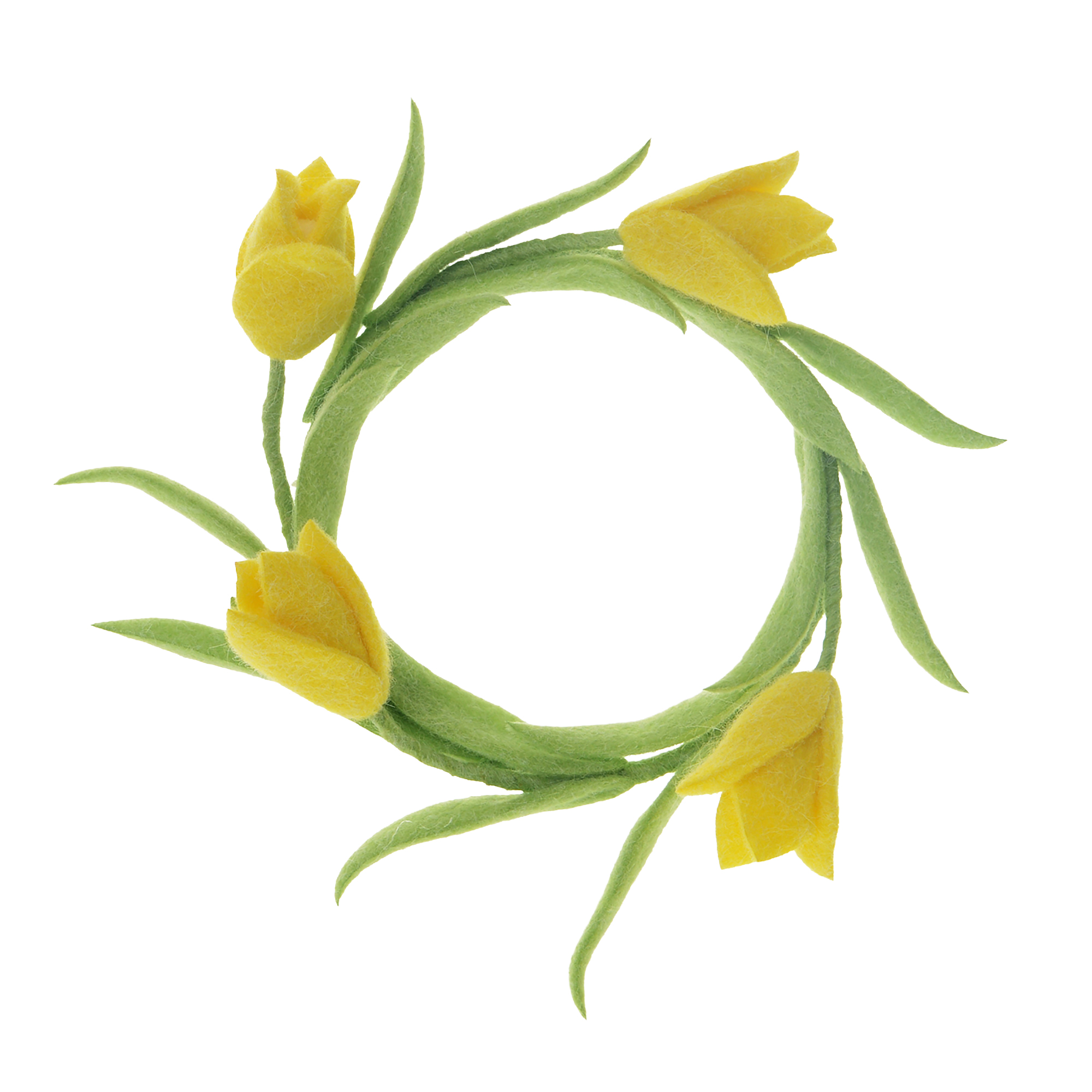 FELT DECORATED WREATH 10" YELLOW TULIP