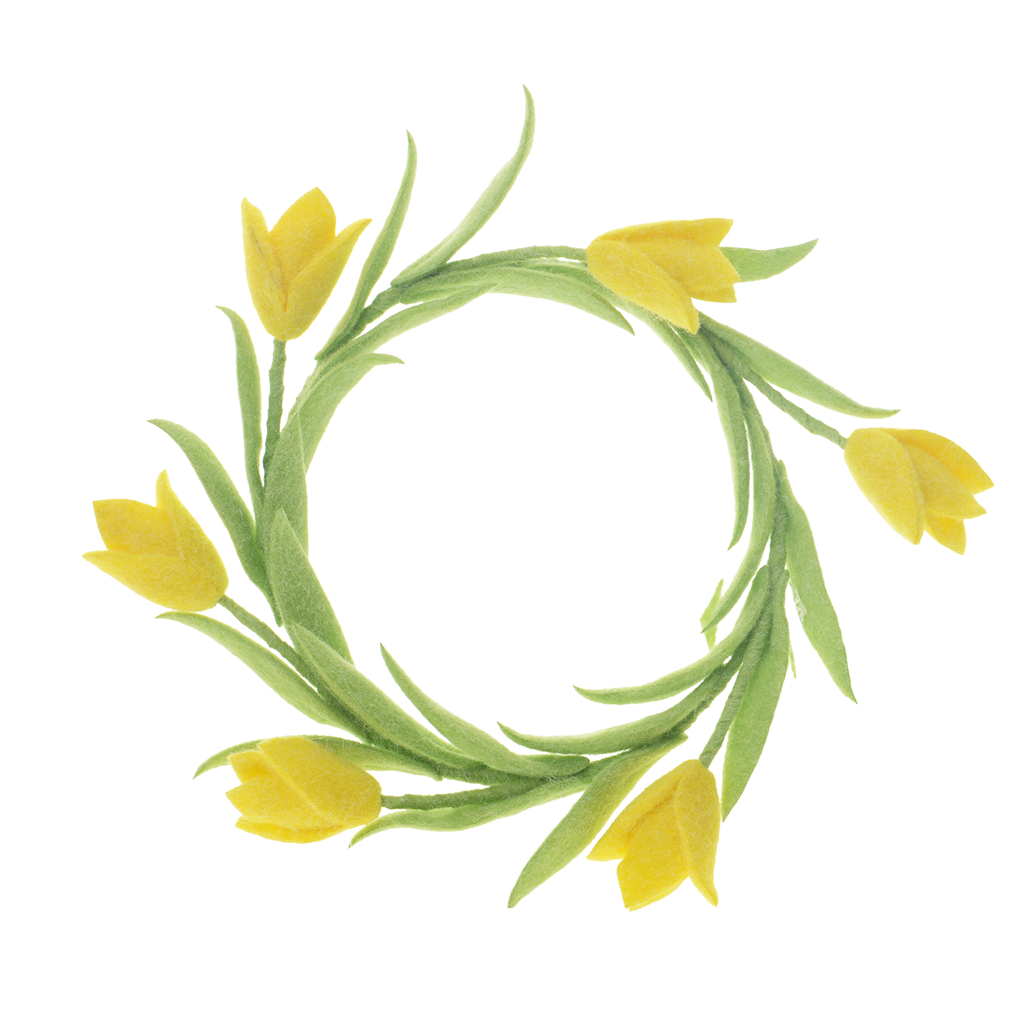 FELT DECORATED WREATH 12 " YELLOW TULIP