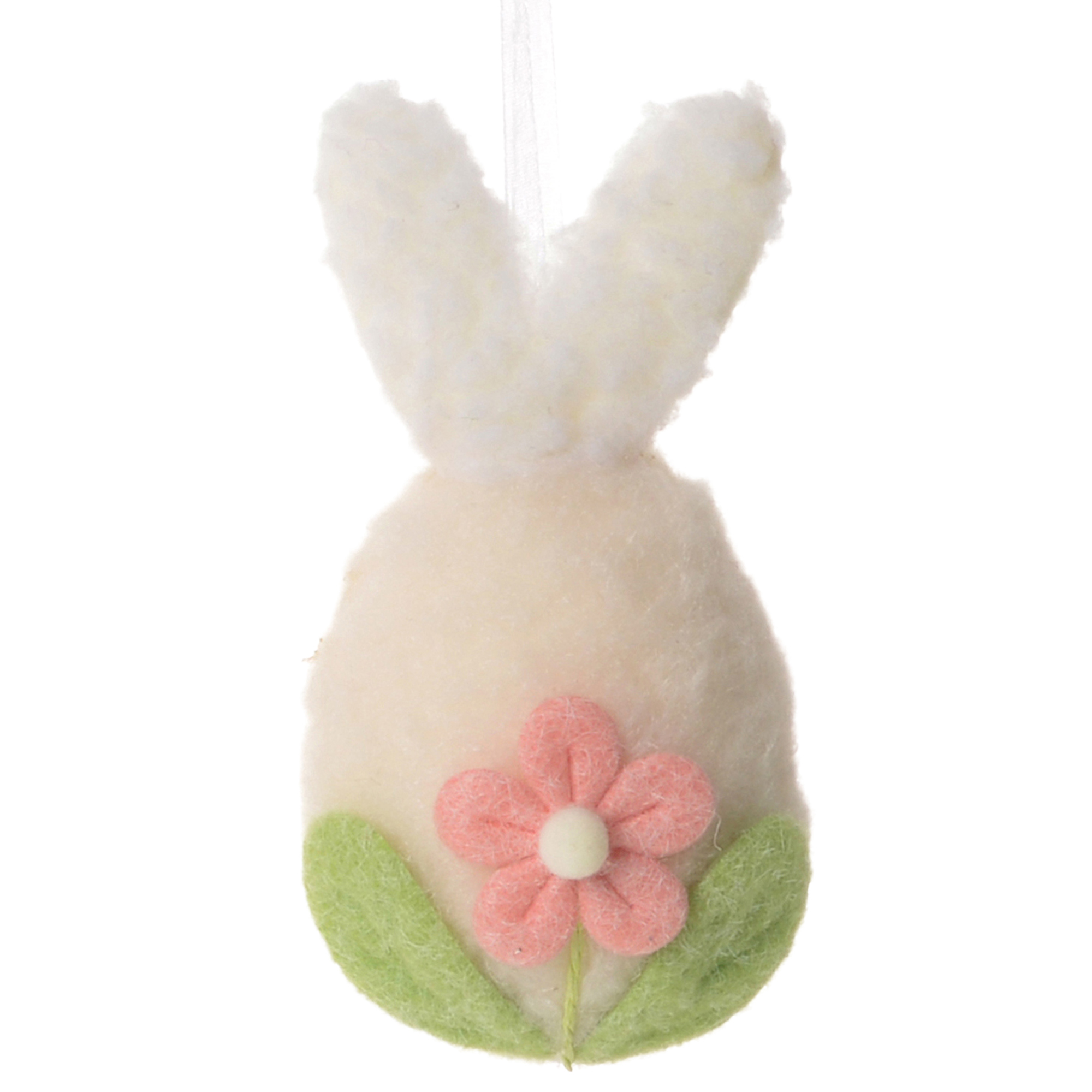 FELT/FUR EASTER EGG W/EARS CREAM 5"