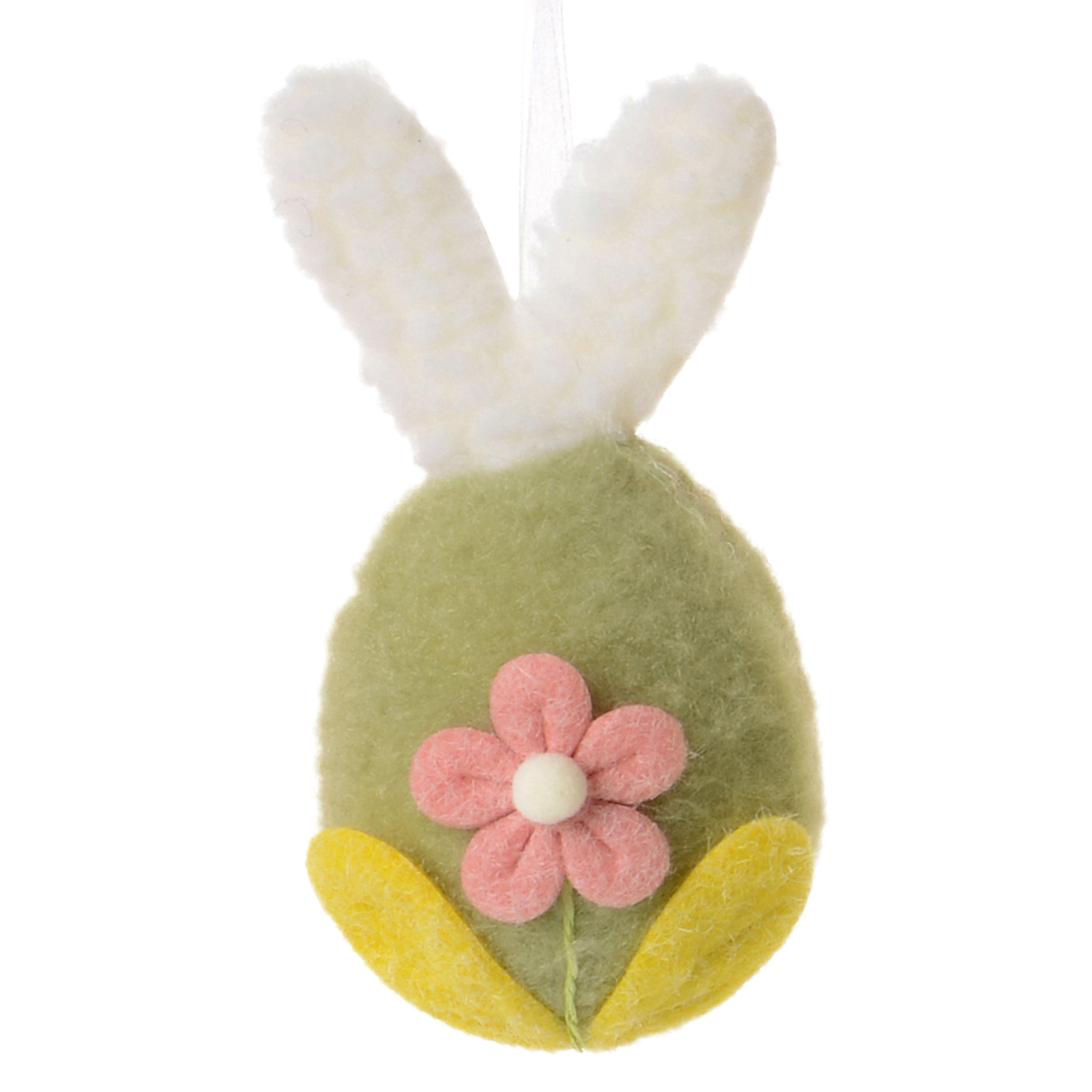 FELT/FUR EASTER EGG W/EARS GREEN 5"