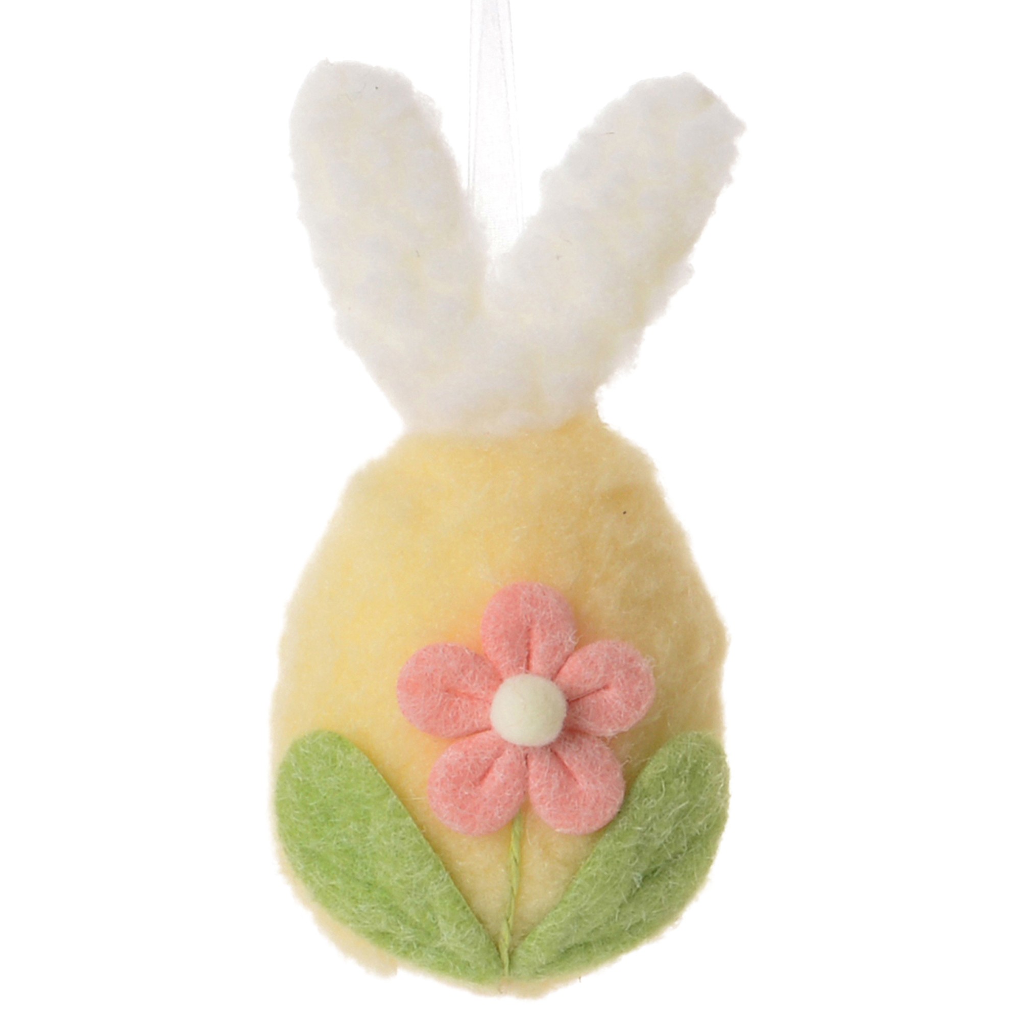 FELT/FUR EASTER EGG W/EARS YELLOW 5"