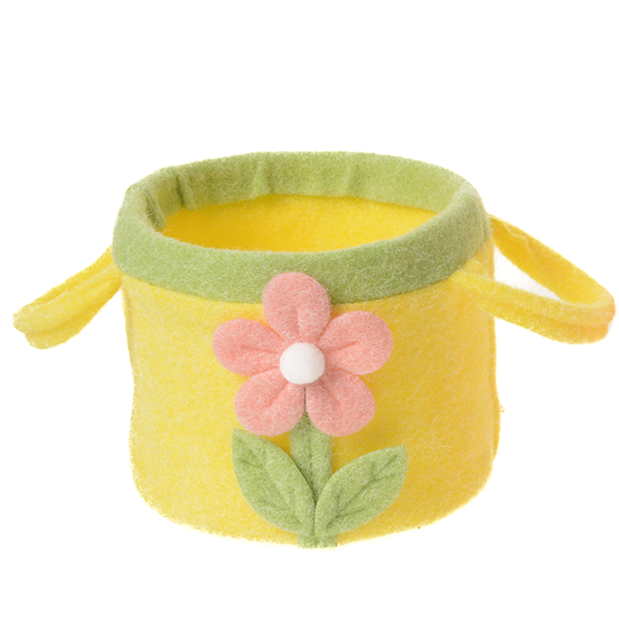 FELT EASTER BASKET DECORATED 6"X4.75" YELLOW