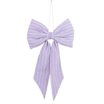 BOW W/HANGER 7"W LILAC STRIPE