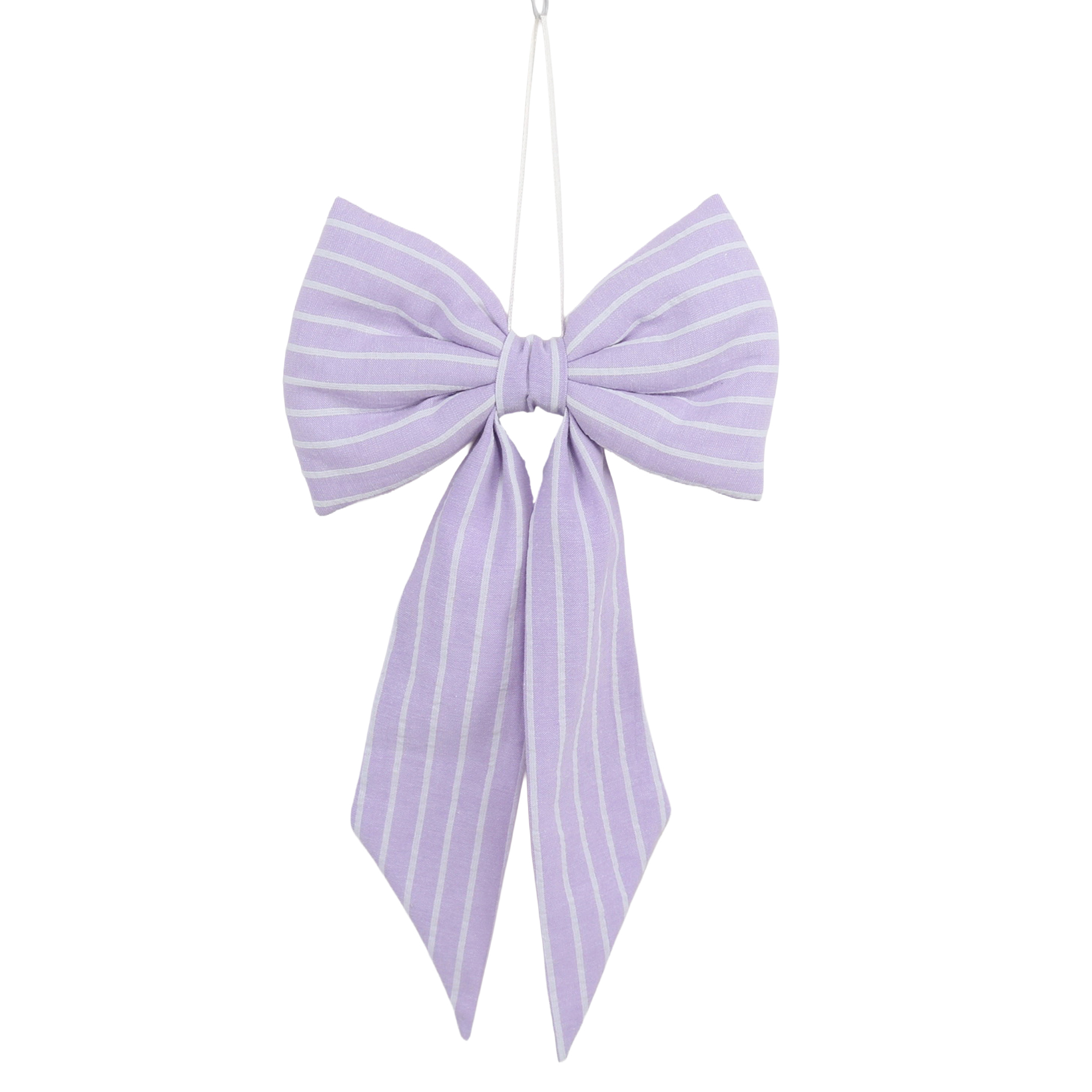 BOW W/HANGER 7"W LILAC STRIPE
