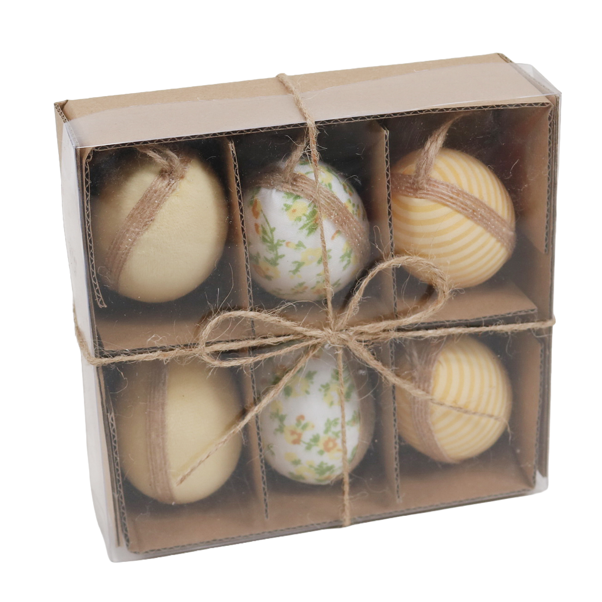 HANGING EGGS 6PCS SET YELLOW ASSORTED WINDOW BOX