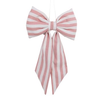 BOW W/HANGER 7"X12" PINK STRIPE