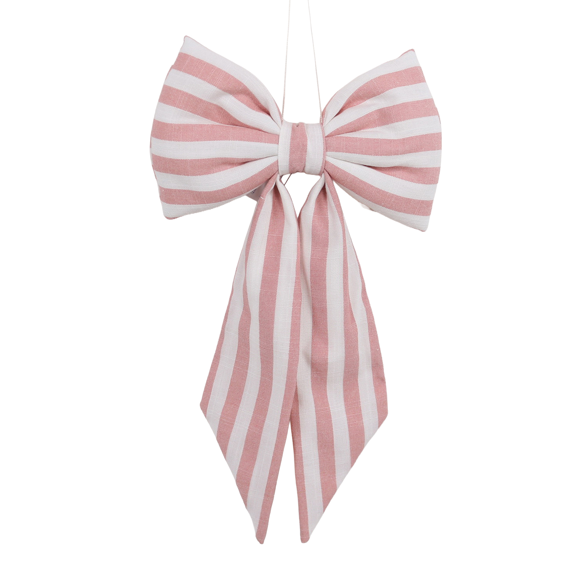 BOW W/HANGER 7"X12" PINK STRIPE