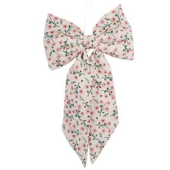 BOW W/HANGER 7"X12" PINK FLORAL PRINT