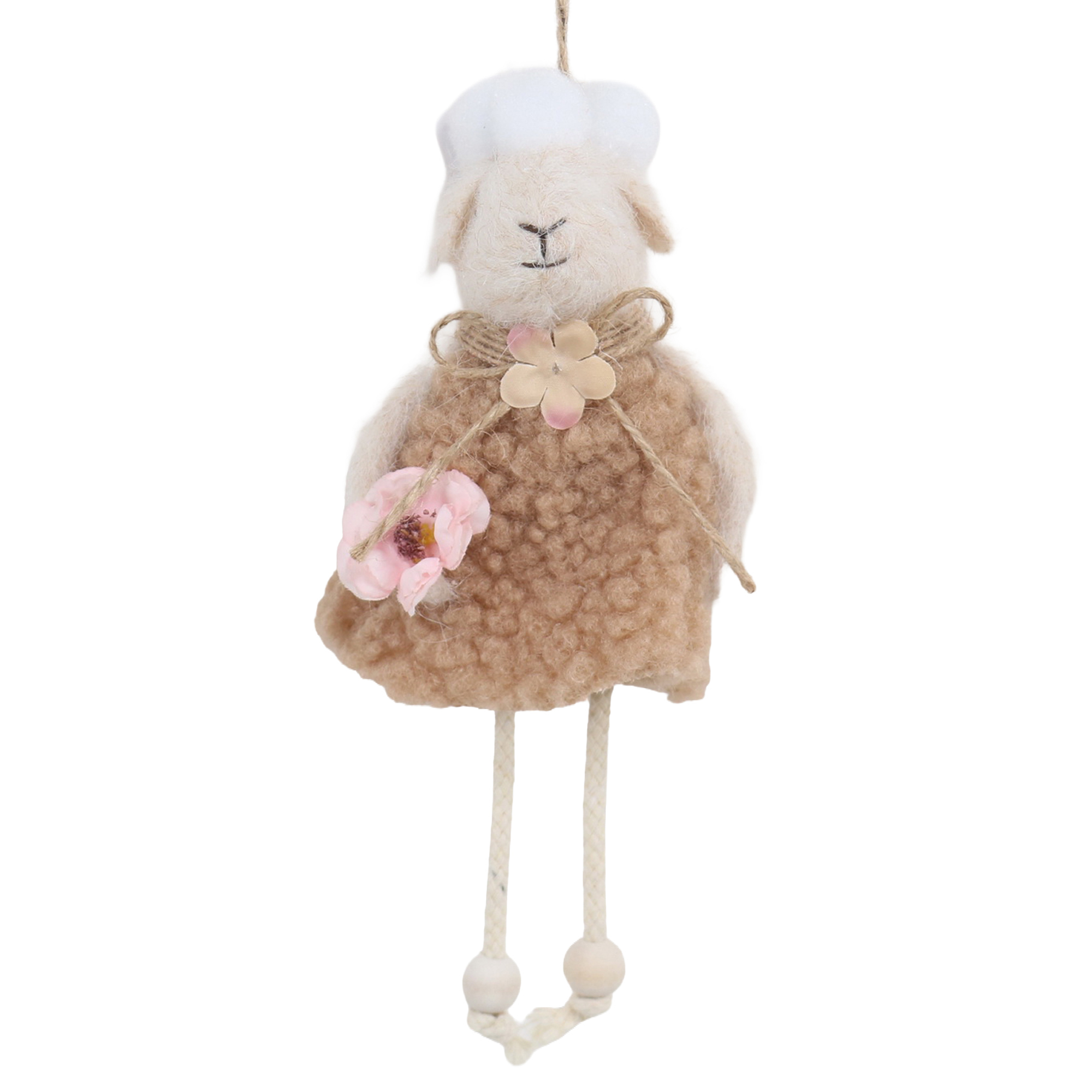 HANGING LAMB 8"H LIGHT BROWN DRESS