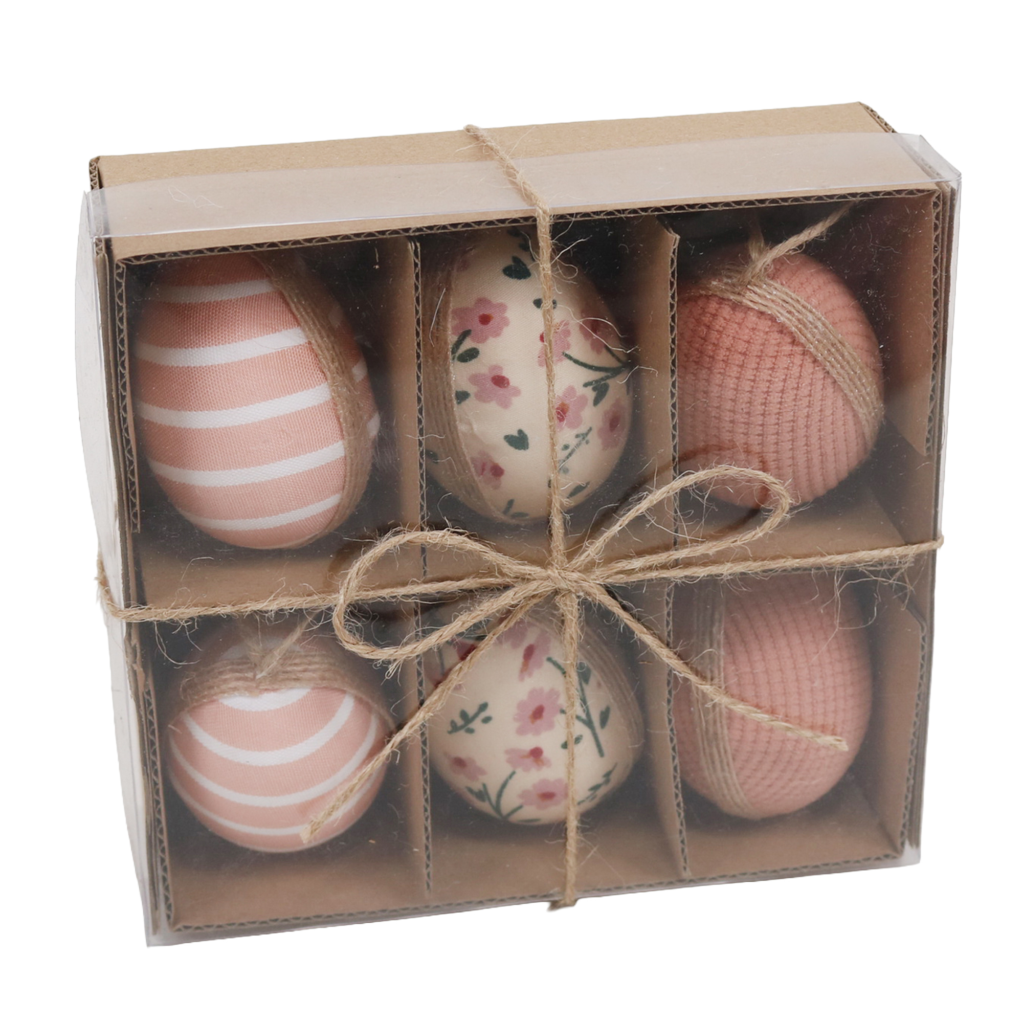 HANGING EGGS 6PC SET PINK ASSORTS WINDOW BOX