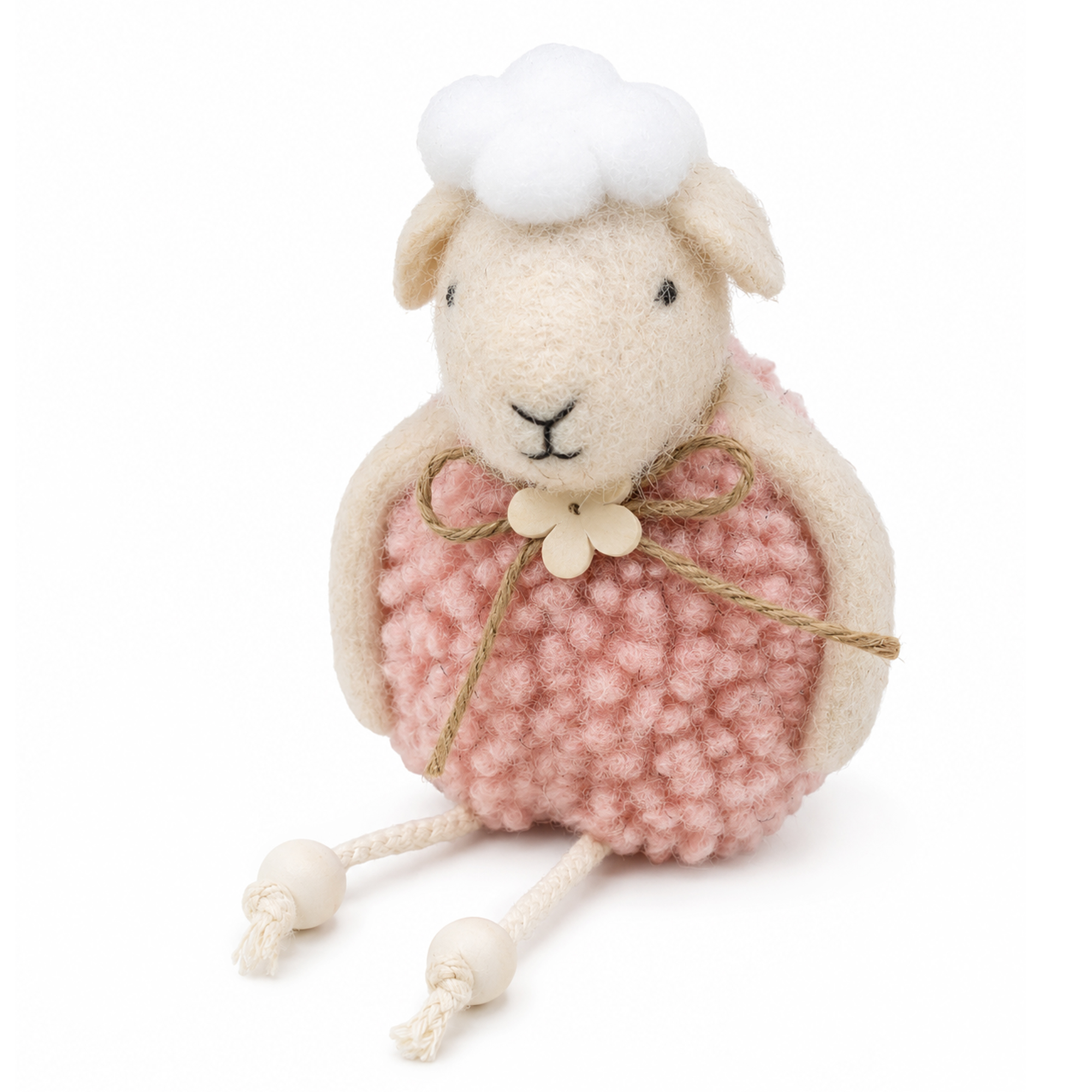SITTING LAMB 8" H PINK DRESS