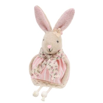 SITTING BUNNY GIRL 6"H PINK STRIPE