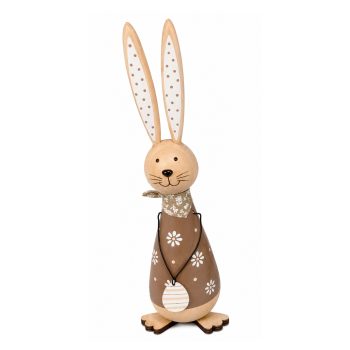 BUNNY WOODEN 11.5"H BROWN W/EGG NECKLACE