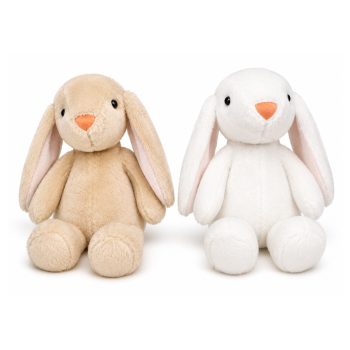 BUNNY PLUSH 6.5"H LONG EAR BEIGE/WHITE 2 ASST.
