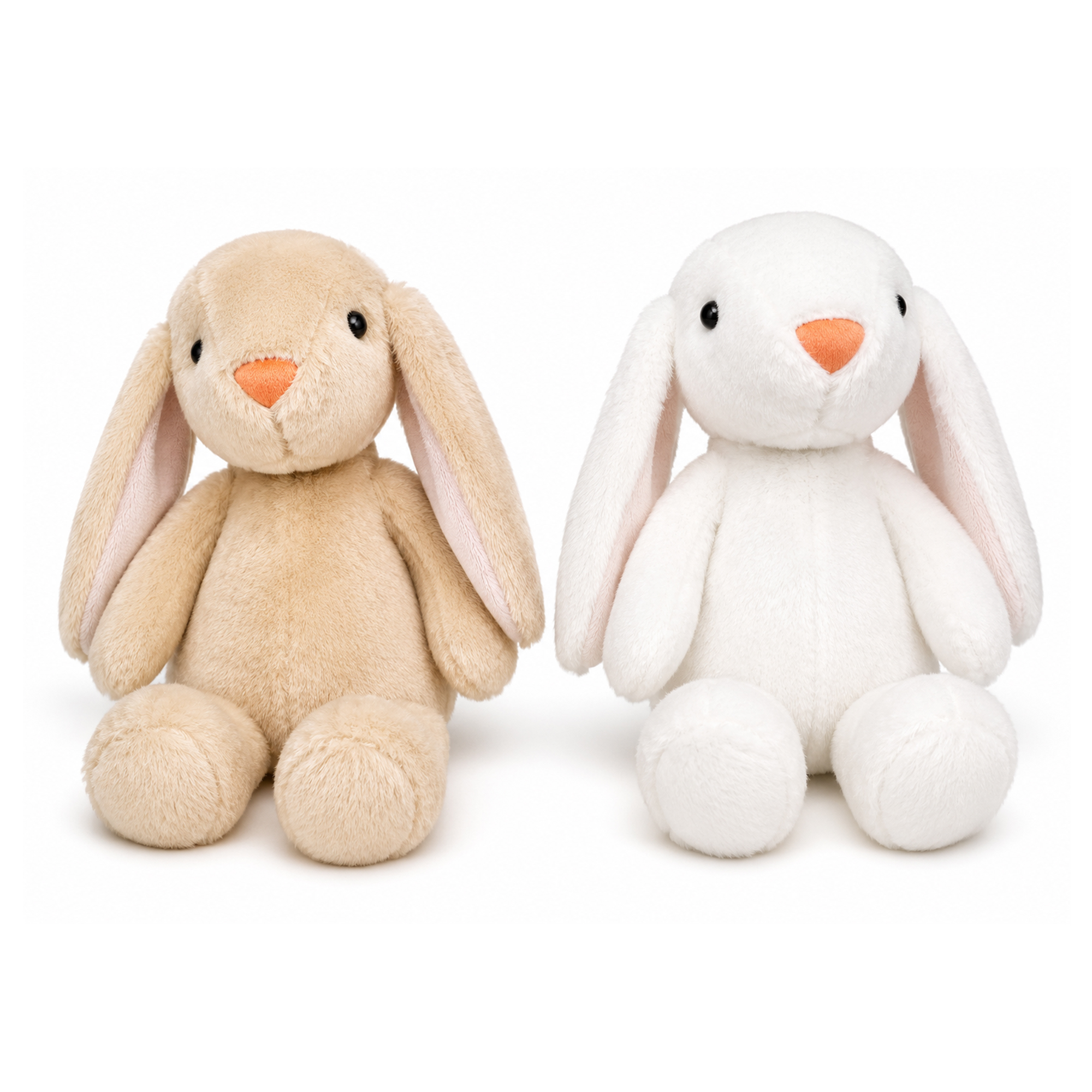 BUNNY PLUSH 6.5"H LONG EAR BEIGE/WHITE 2 ASST.