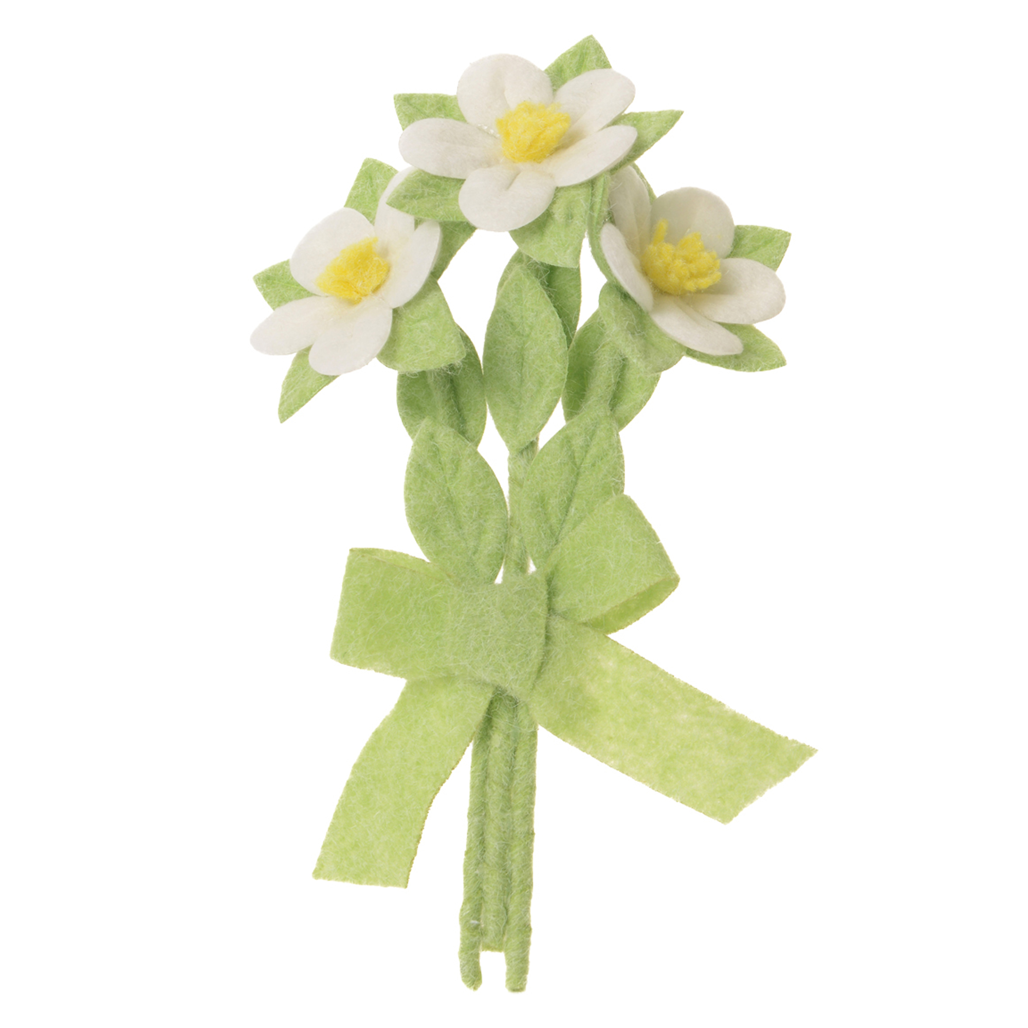 FELT DAISY BOUQUET 3X10" WHITE