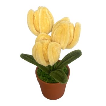 TULIP IN POT 6.5" YELLOW CHENILLE WIRE