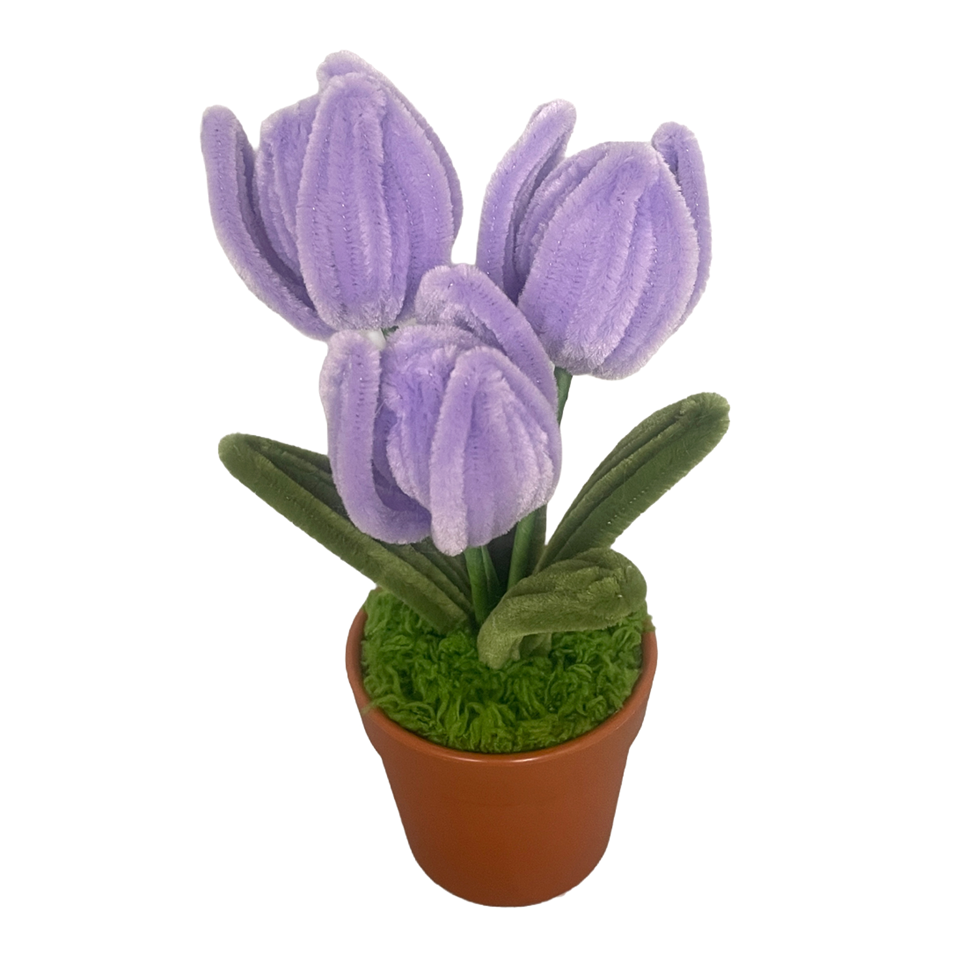TULIP IN POT 7.5"X3" LILAC CHENILLE WIRE