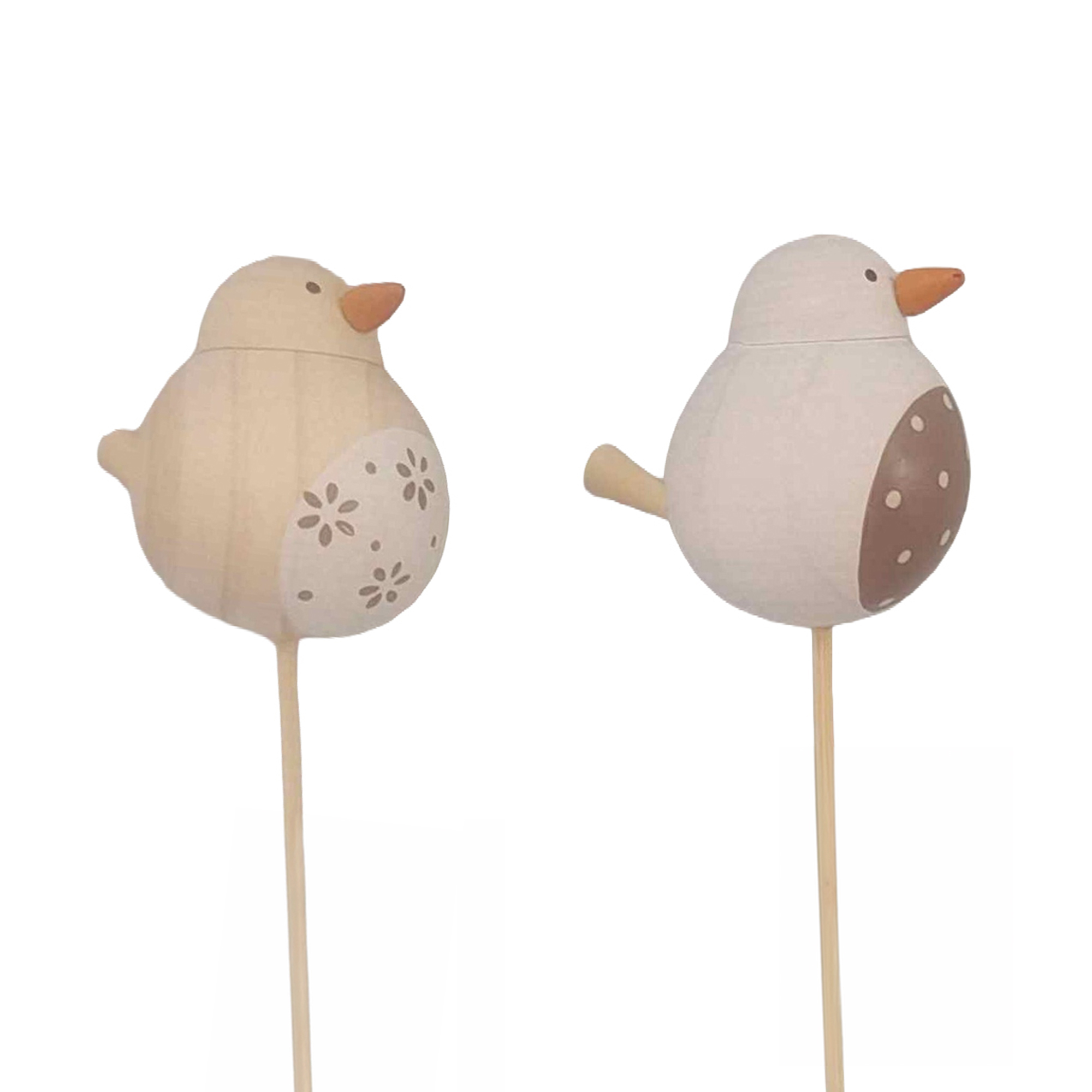 BIRD PICK 11" WOODEN NATURAL/WHITE 2 ASST.