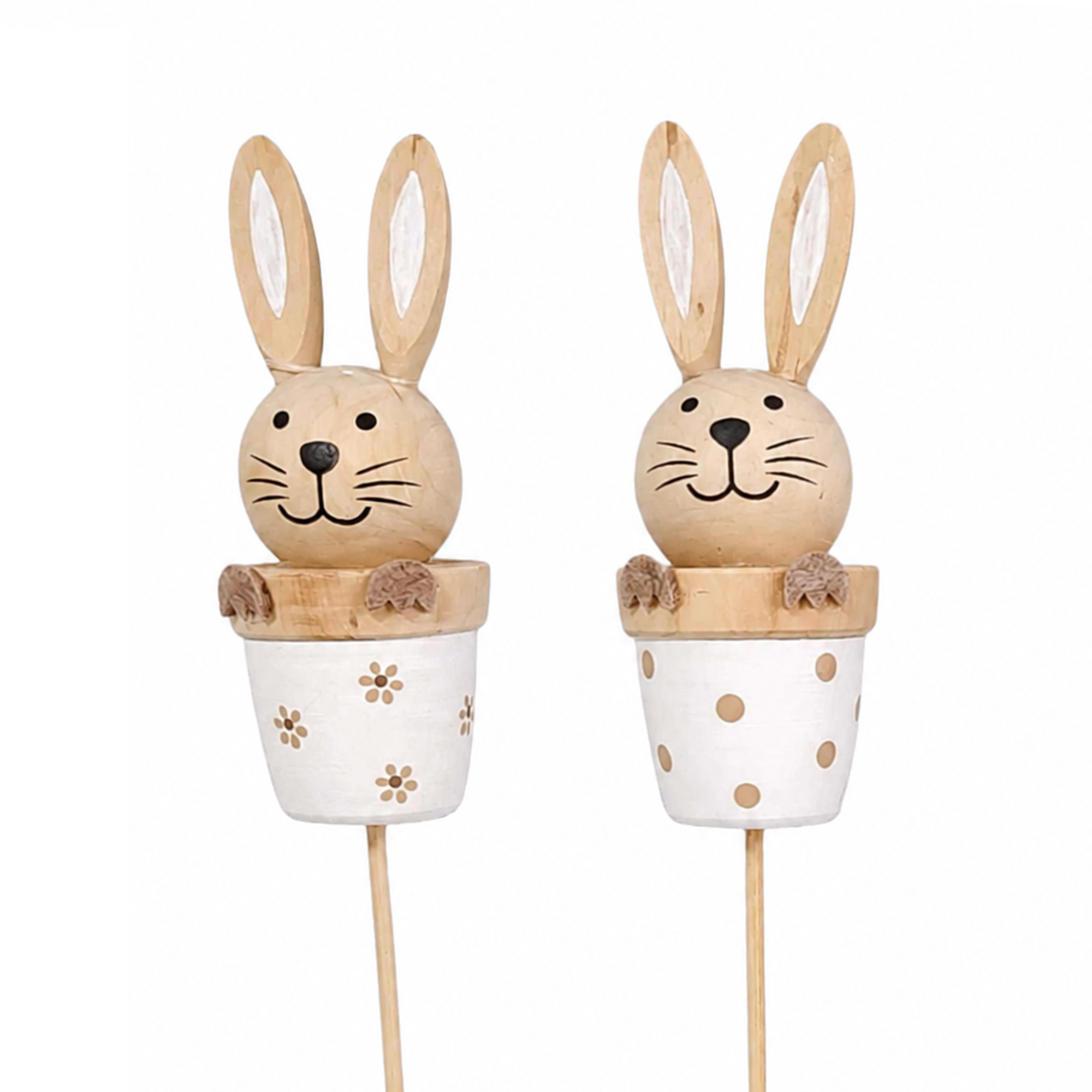 BUNNY PICK 12" WOODEN W/POT NATURAL