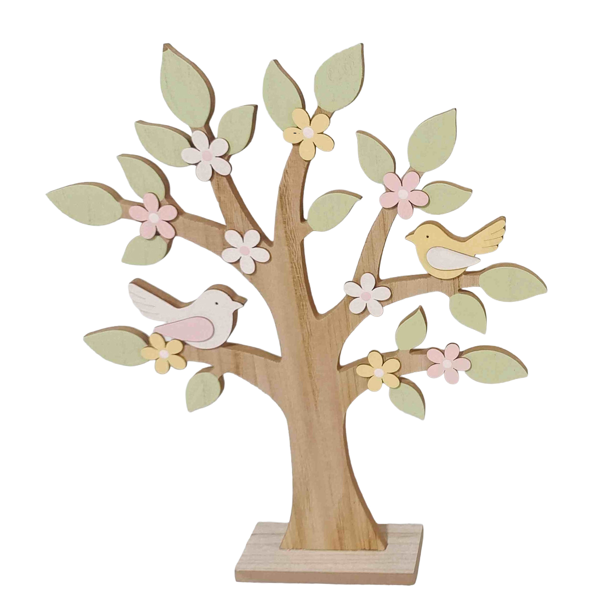 TREE DECORATION 16"H W/NATURAL W/PASTEL COLORS/BIRDS/FLOWERS