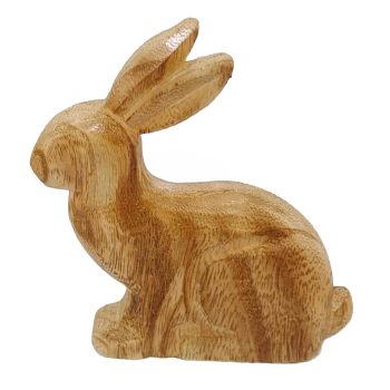 RABBIT SITTING 4.5" H NATURAL WOODEN FINISH