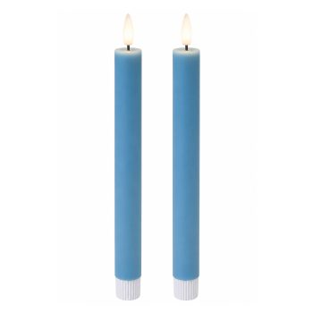 TAPER CANDLE LED BLUE 1"X8.75" 3D DANCING FLAME 2AAAW/TIMER/IC CHIP