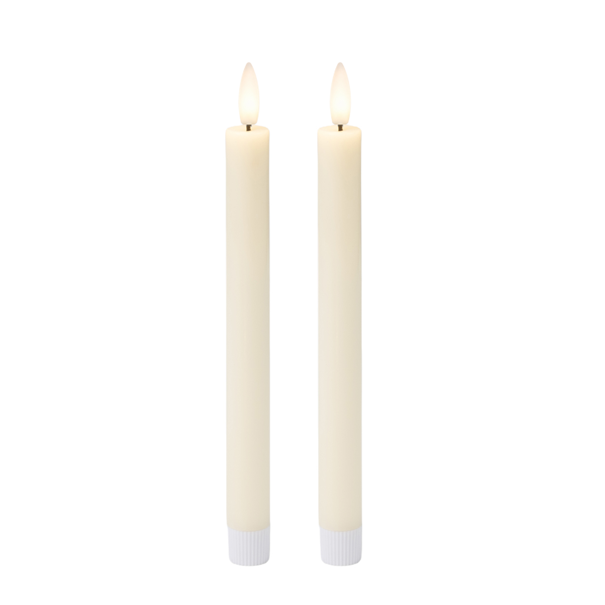 TAPER CANDLE LED CREAM 3"X4" 3D DANCING FLAME 2AA W/TIMER/IC CHIP