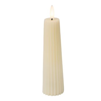 CANDLE LED CREAM 2.5"X8.25" STRIPE FIN.3D DANCING FLAME 2AA W/TIMER/IC CHIP