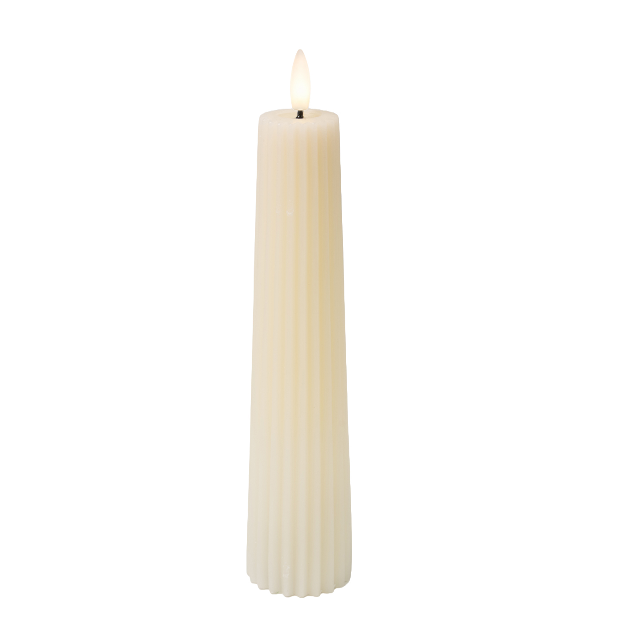 CANDLE LED CREAM 2.6"X10.25" STRIPE FIN.3D DANCING FLAME 2AA W/TIMER/IC CHIP