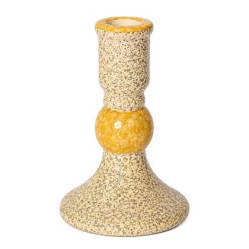 CERAMIC CANDLE HOLDER 5" CREAM/YELLOW
