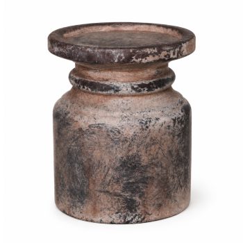 PILLAR CANDLE HOLDER CERAMIC 4"X5" GREY CEMENT LOOK