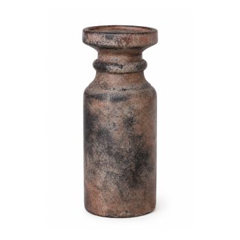 PILLAR CANDLE HOLDER CERAMIC 4"X10.5" GREY CEMENT LOOK